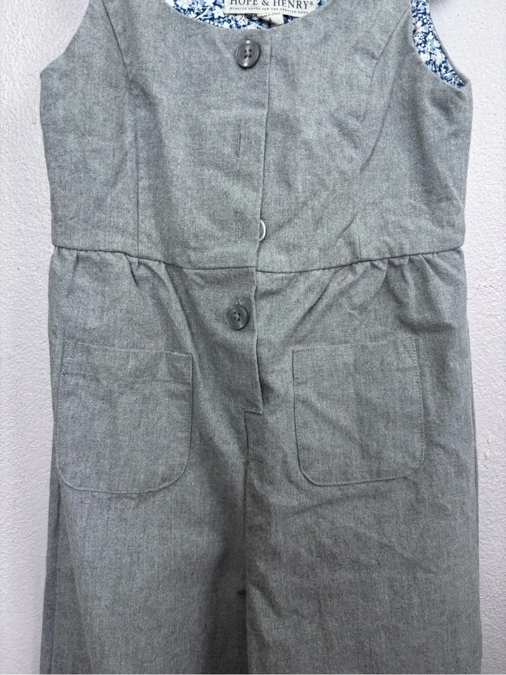 Hope & Henry Grey Tie-Shoulder Jumpsuit